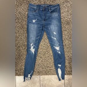 American Eagle Outfitters Distressed Blue Skinny Jeans
